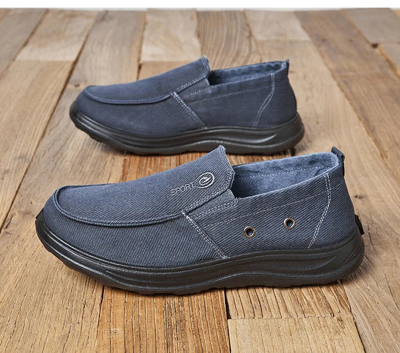 Men's Lightweight Slip-On Walking Shoes — Cushioned Polyester Upper All-Season Loafers