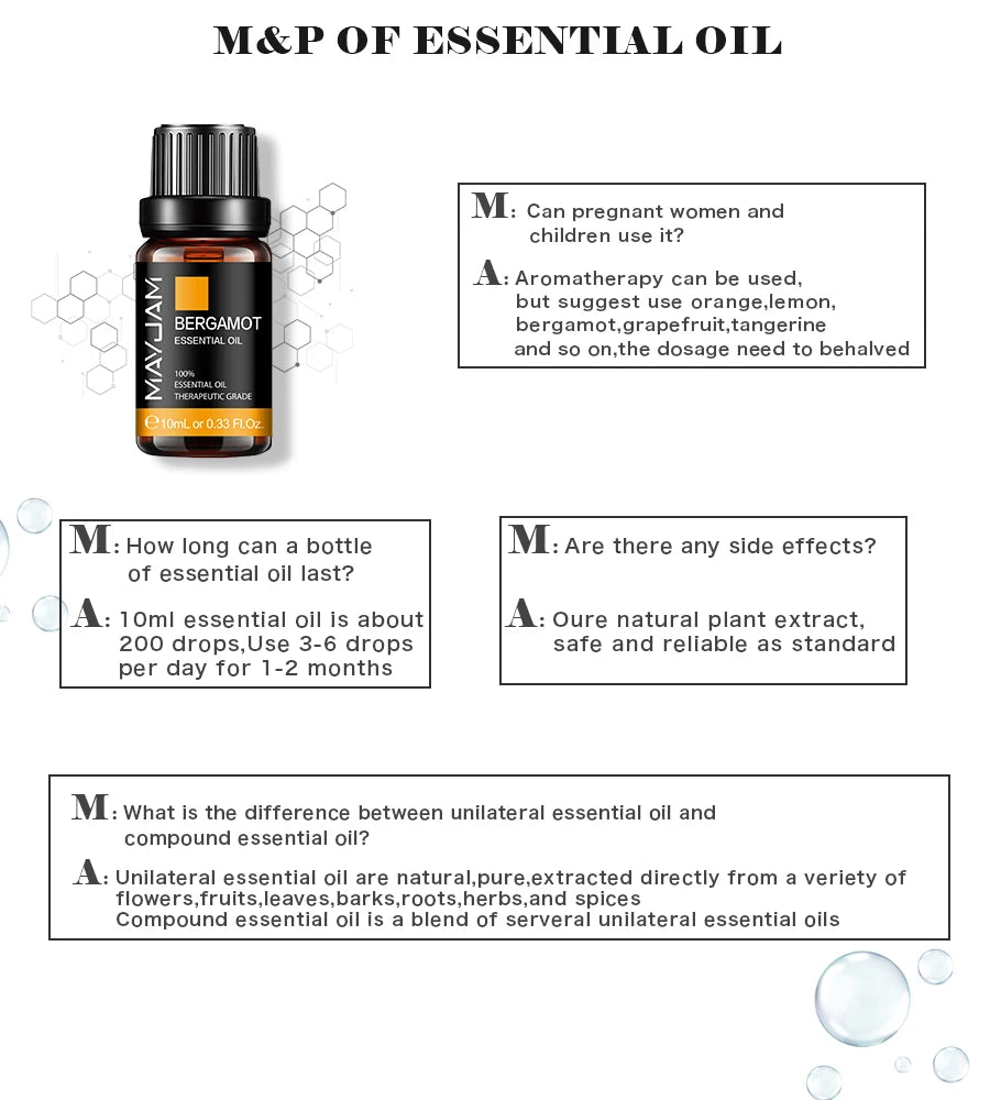 MAYJAM Essential Oils — Lavender, Lemongrass, Jasmine, Vanilla, Eucalyptus & Rose for Diffusers & Candle Making