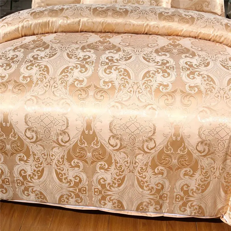 Luxury Silky Duvet Cover Set – Queen & King Bedding with Pillowcases, Gold & Multi-Color
