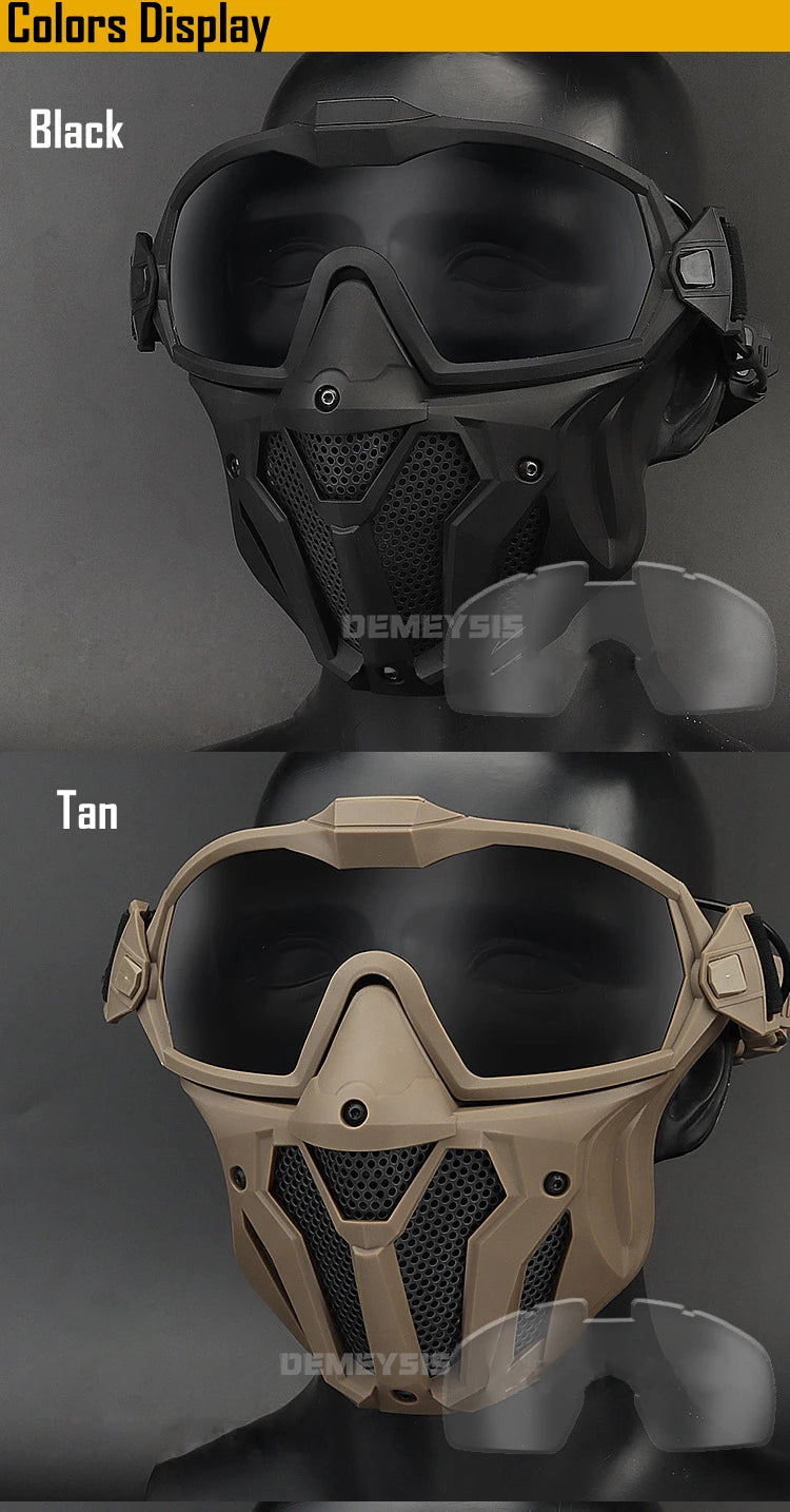 Tactical Full Face Airsoft Paintball Mask with Fan & Goggles