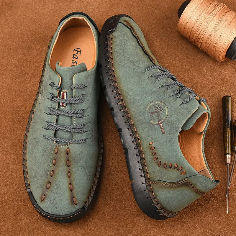Men's Genuine Leather Driving Loafers — Cow Leather Moccasin Slip-On Shoes (Sizes 38-48)