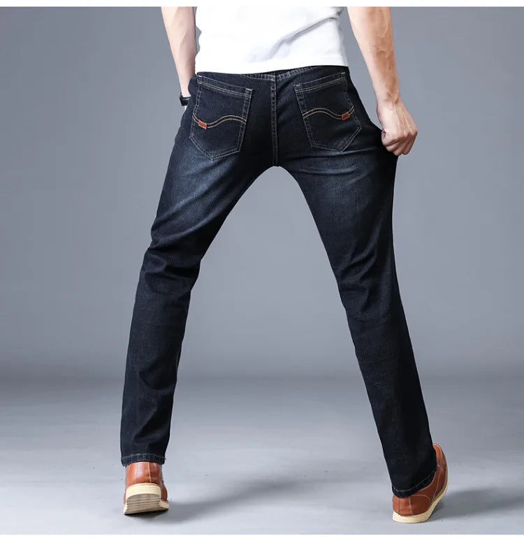 Men's Slim Straight Stretch Jeans — Classic Business Denim Pants