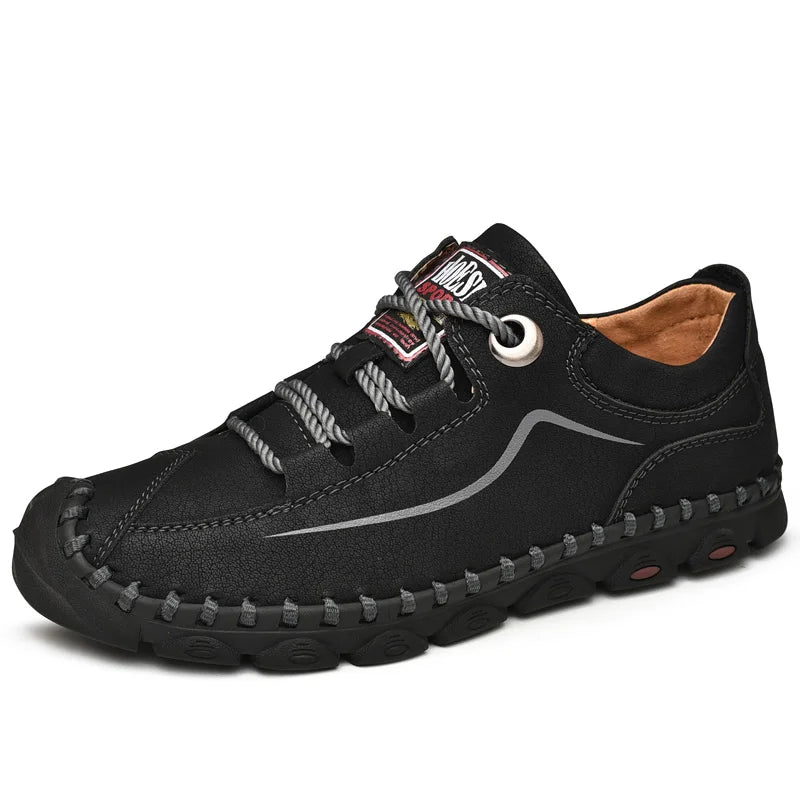 Men's Genuine Leather Business Casual Shoes — Luxury Walking Oxford in Black & Brown (Sizes 38-46)