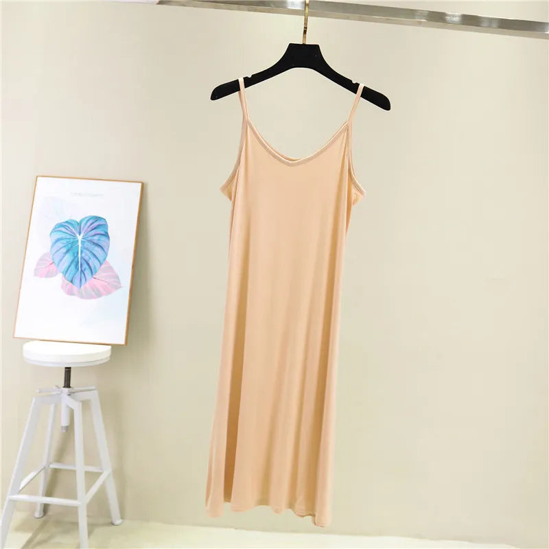 Modal Camisole Tank Dress — Casual Sexy O-Neck Beach Home Dress
