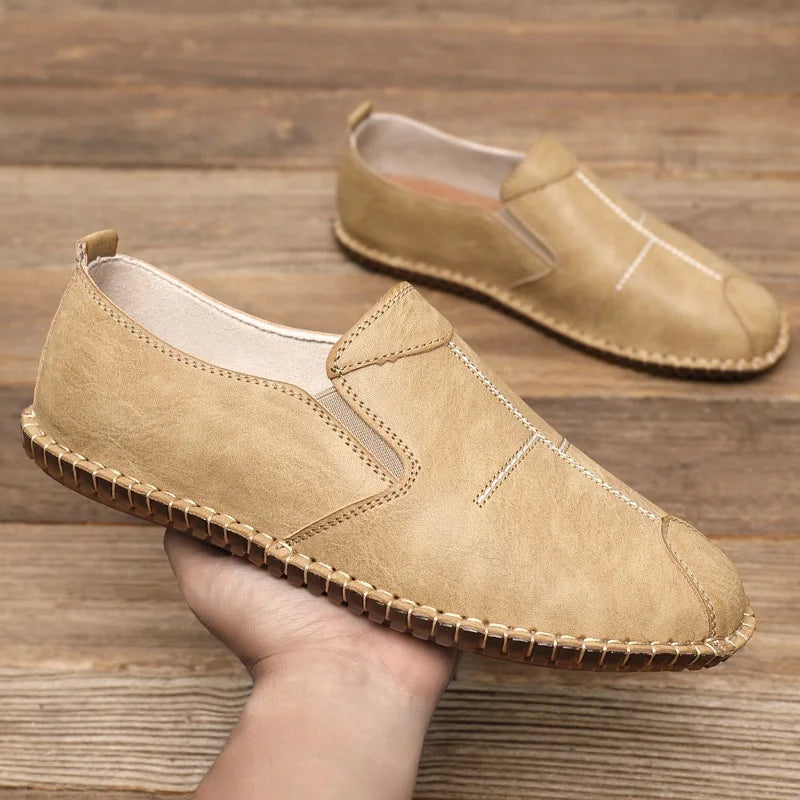 Men's Casual Business Leather Shoes — Slip-On Genuine Leather Walking Shoes (Sizes 38-44)
