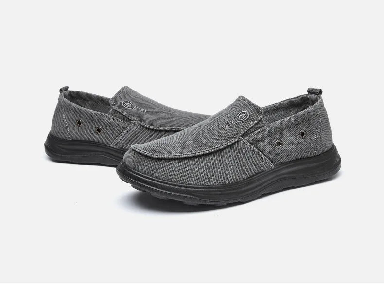 Men's Lightweight Slip-On Walking Shoes — Cushioned Polyester Upper All-Season Loafers
