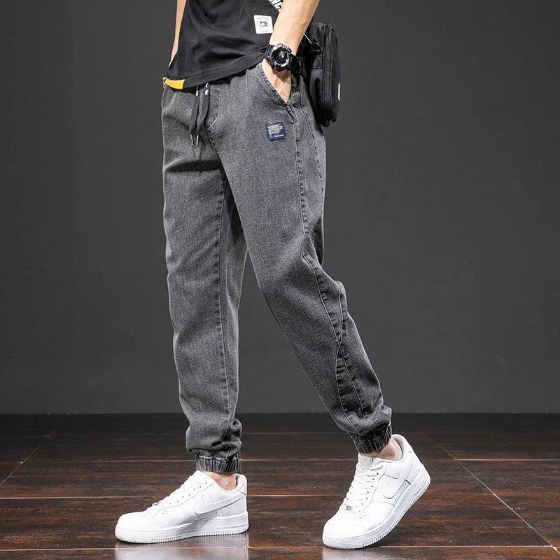Men's Baggy Cargo Denim Jogger Pants — Streetwear Harem Jean Trousers Plus Size