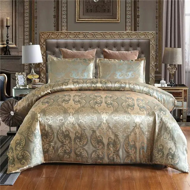 Silky Luxury Bedding Set | 2-3 Piece Duvet Cover & Bed Linens, Gold Colour, Queen & King Size