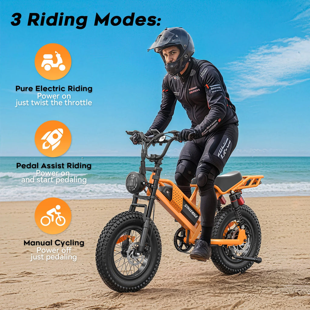 750W M7 Fat Tire Adult E-Bike — 48V 15Ah 20" Full Suspension Electric Bicycle (US Warehouse)