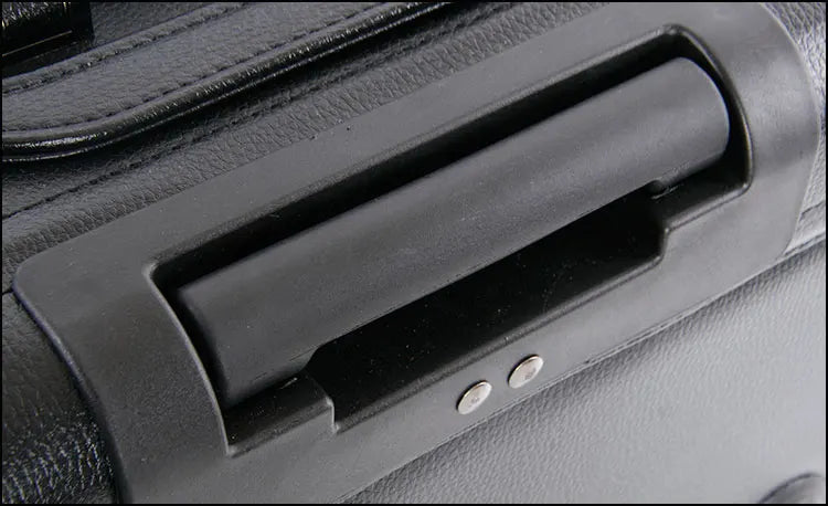 Retro PU Pilot Rolling Luggage – Cabin Trolley Suitcase