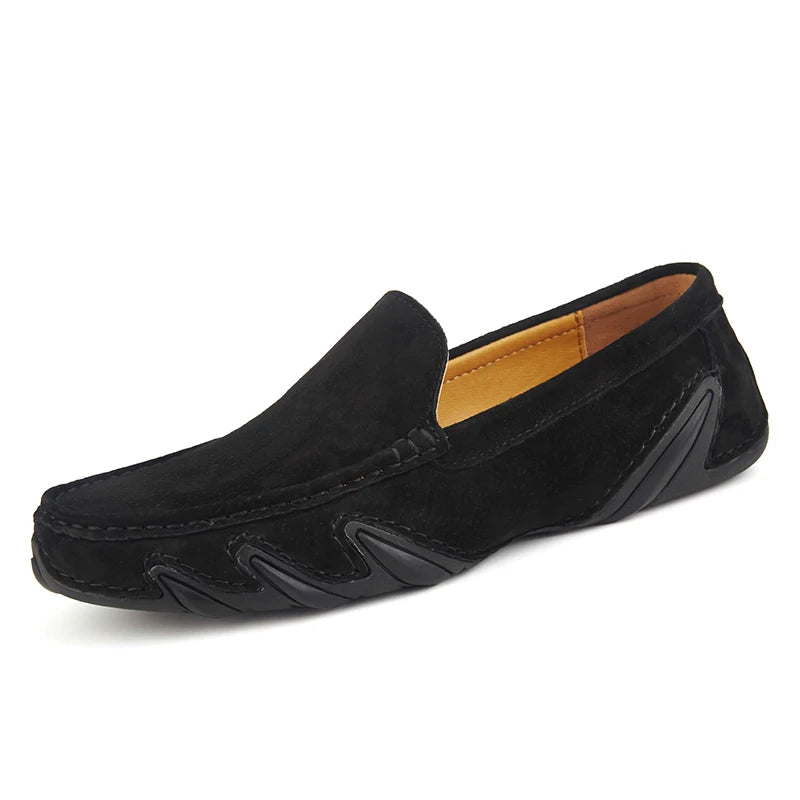 Men's Genuine Leather Slip-On Driving Shoes — Breathable Outdoor Walking Flats (Sizes 38-44)