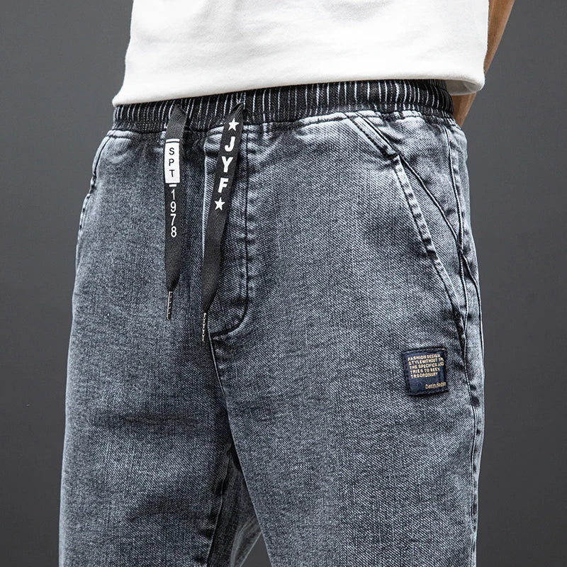 Men's Baggy Cargo Denim Jogger Pants — Streetwear Harem Jean Trousers Plus Size