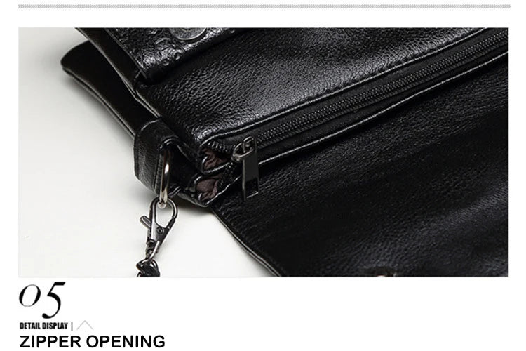 JIEROTYX England Style Skull Print PU Leather Crossbody Bag – Rivet Chain Shoulder Clutch for Women