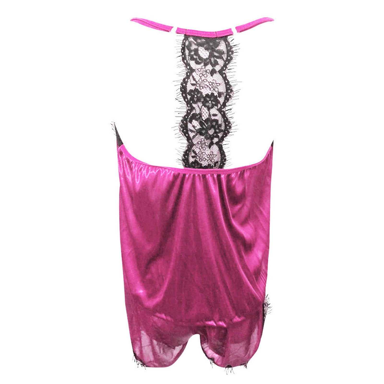 Lace V-Neck Satin Pajama Set — 2-Piece Sexy Sleepwear