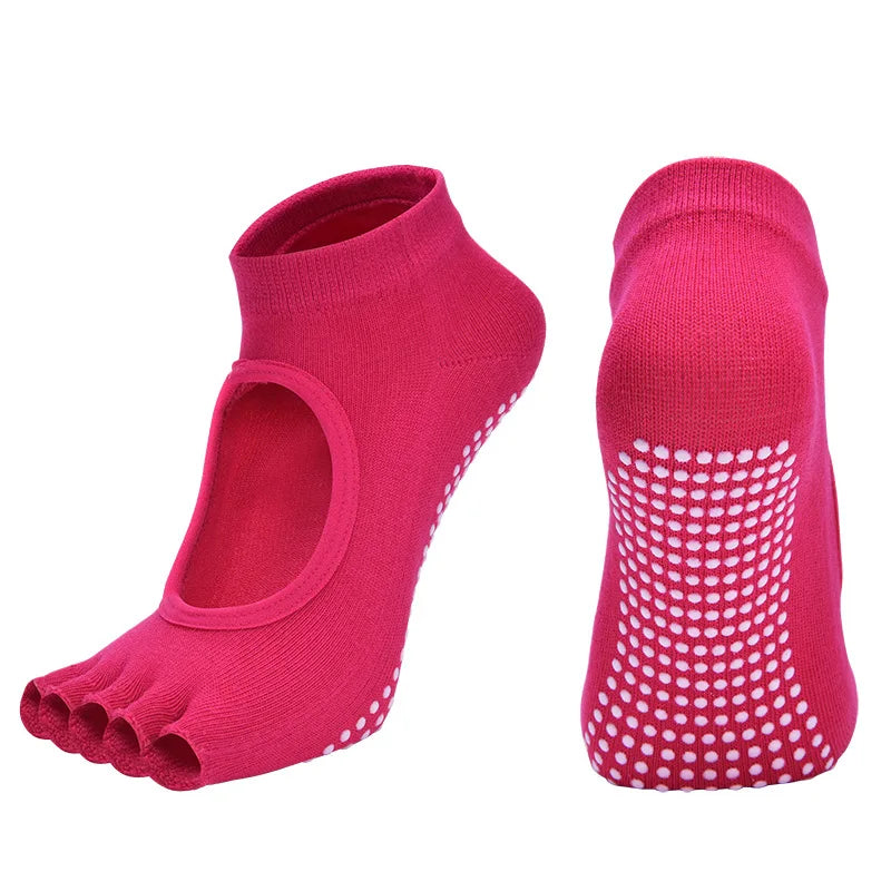 Women's Backless Yoga Socks – Cotton Five-Toe Grip