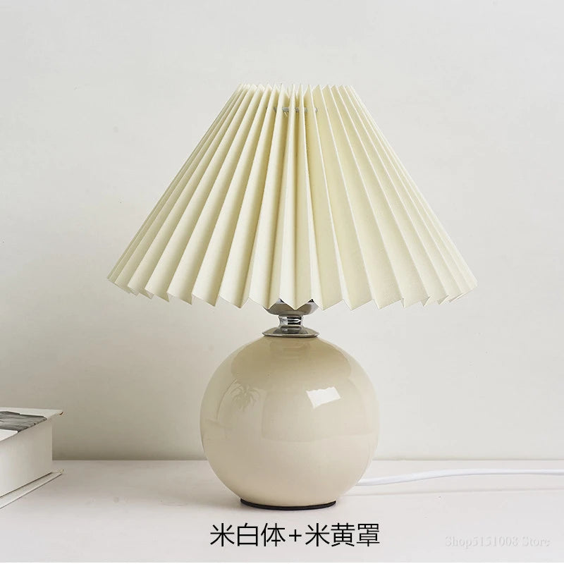 Ceramic Table Lamp – Pleated Fabric Shade