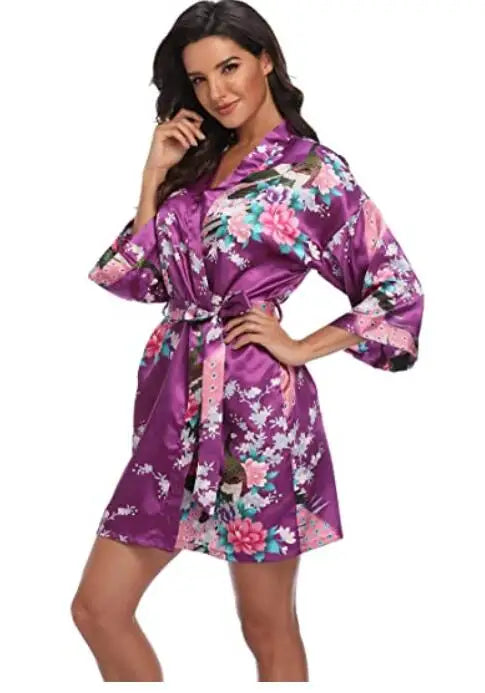 Women's Floral Rayon Kimono Robe | Sexy Lingerie Bath Gown Nightdress Oversize