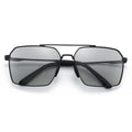Day & Night Square Frame Polarized Sunglasses | Black Silver UV Protection Driving Glasses