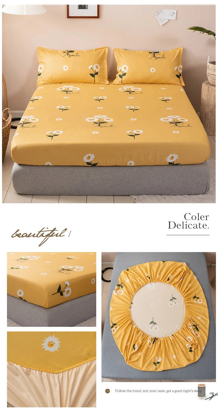 Bonenjoy Carrot Pattern Fitted Sheet – Elastic Mattress Cover, Twin to King, Adults & Kids