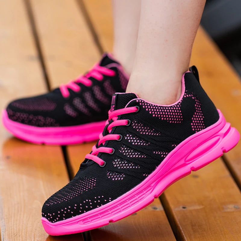 Steel Toe Safety Sneakers for Women — Lightweight Pink Work Shoes with Anti-Puncture Protection