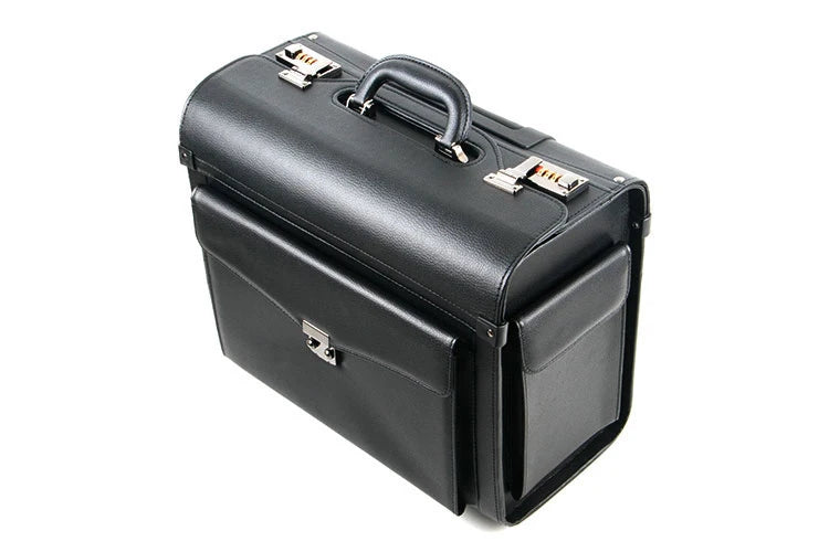 Retro PU Pilot Rolling Luggage – Cabin Trolley Suitcase
