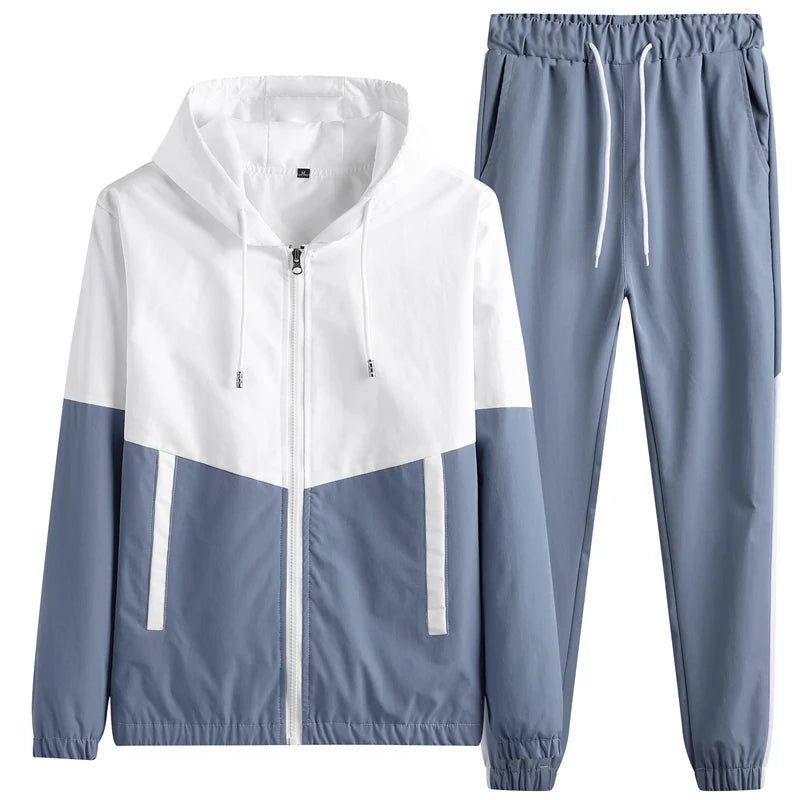 Men's Hip Hop Hooded Tracksuit Jacket & Pants Set – Jogger Sport 2-Piece Suit