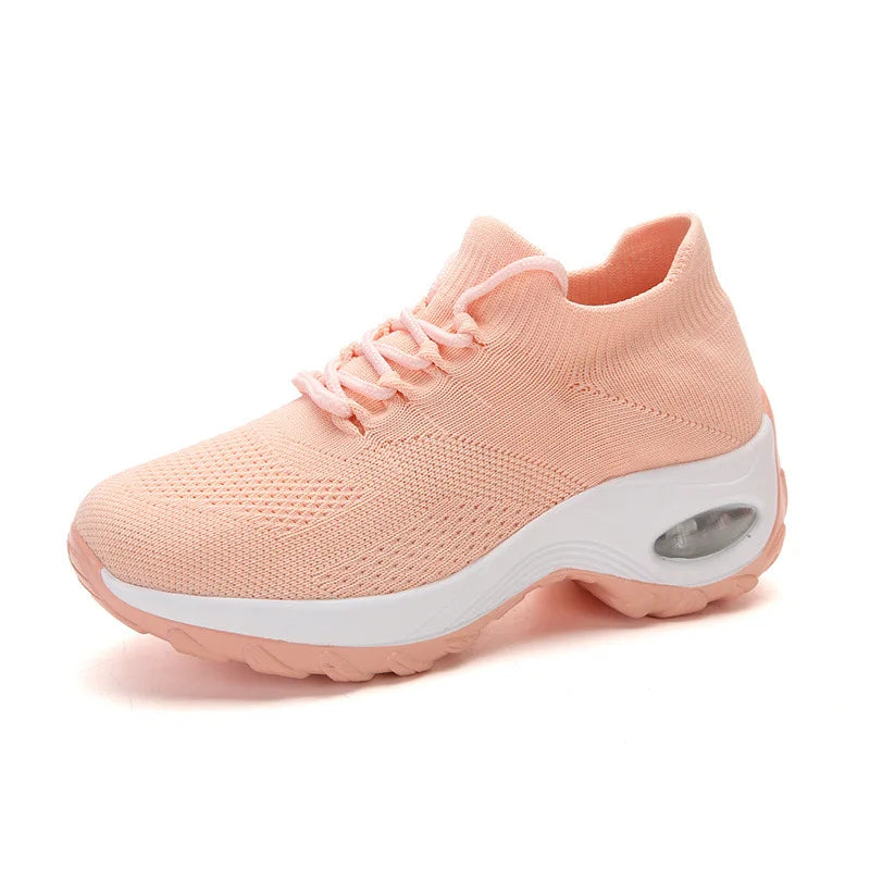Women's Air Cushion Platform Sneakers — Mesh Lace-Up Tennis Shoes with Thick Sole (Sizes 35-42)