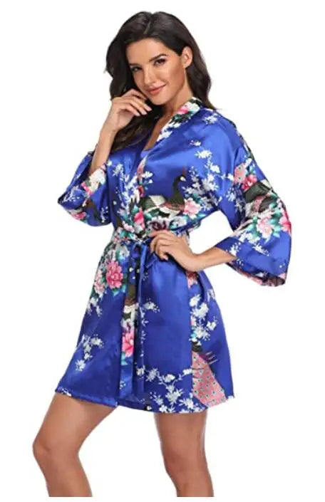 Women's Floral Rayon Kimono Robe | Sexy Lingerie Bath Gown Nightdress Oversize