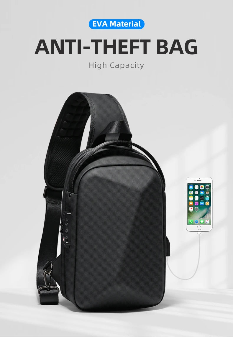 FENRUIEN Anti-Theft Waterproof Chest Pack – USB Charging Crossbody Shoulder Bag for Men