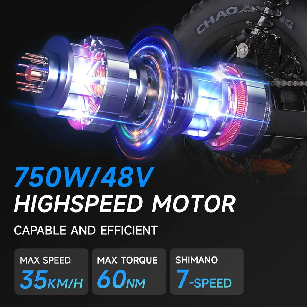 750W Waterproof Electric Mountain Bike for Kids & Teens — 48V 15Ah 16" with Shimano 6-Speed (US/UK Warehouse)