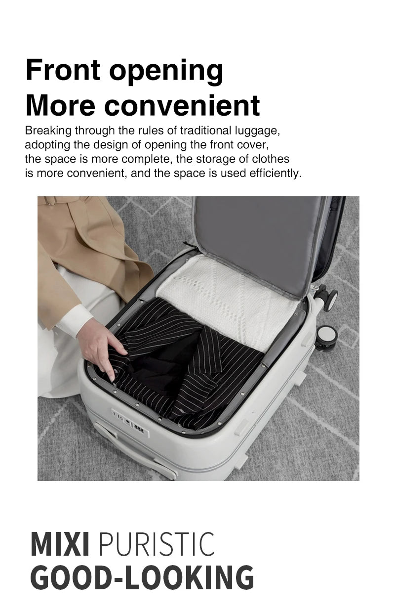 Mixi Patent Design PC Aluminum Frame Suitcase – Award-Winning Carry-On Rolling Luggage 18/20/24 Inch