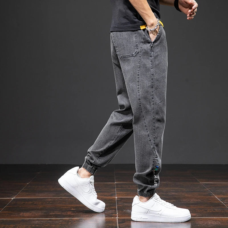 Men's Baggy Cargo Denim Jogger Pants — Streetwear Harem Jean Trousers Plus Size