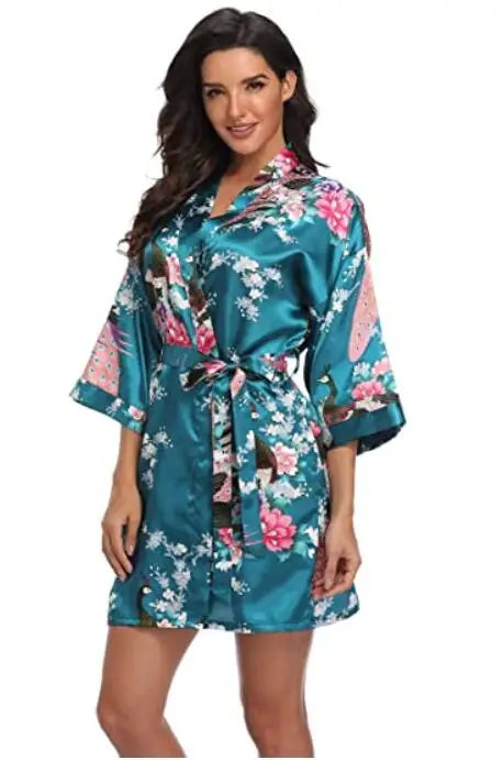 Women's Floral Rayon Kimono Robe | Sexy Lingerie Bath Gown Nightdress Oversize