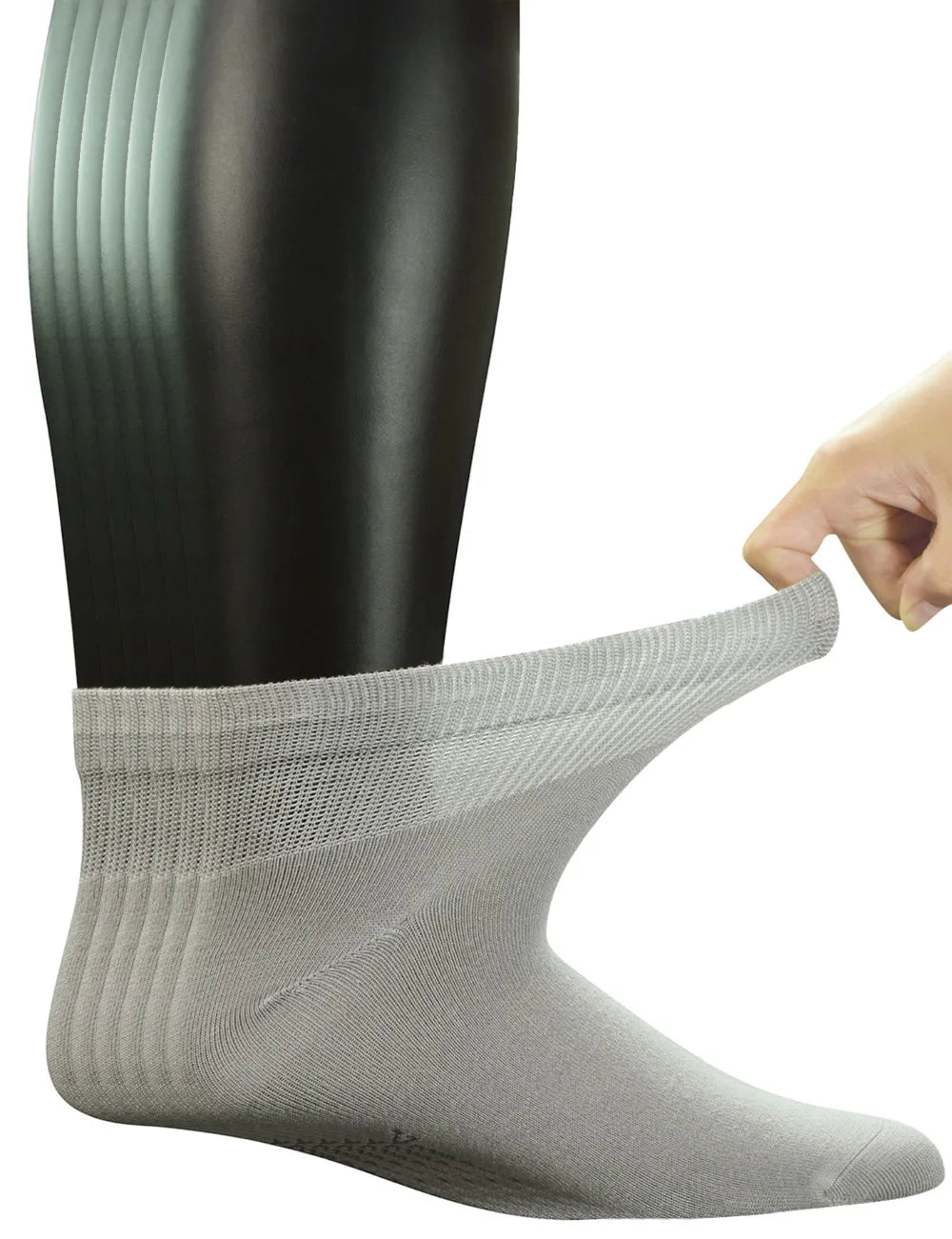 Men's Bamboo Diabetic Ankle Socks – 6 Pairs Seamless Toe Non-Binding Top Size 10-13