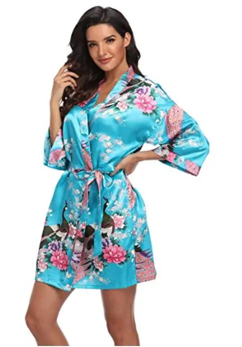 Women's Floral Rayon Kimono Robe | Sexy Lingerie Bath Gown Nightdress Oversize