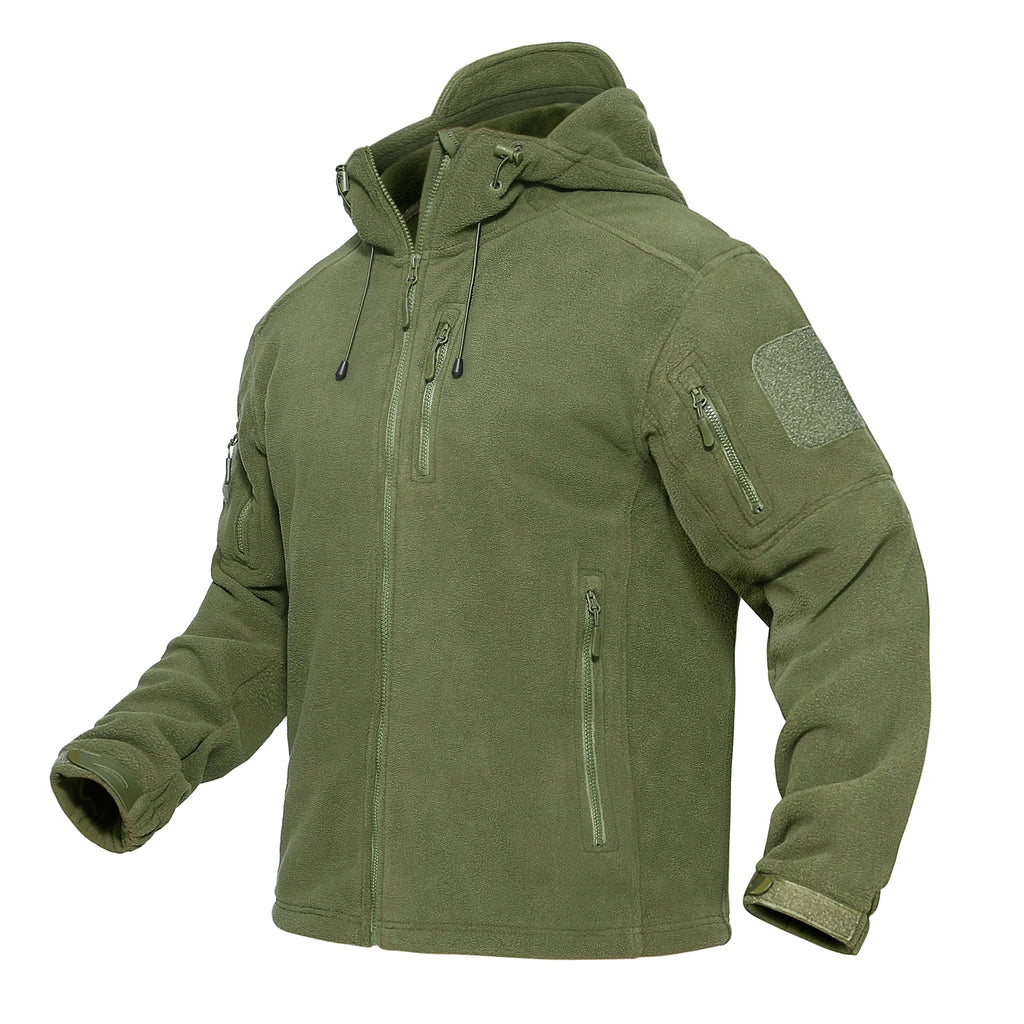 TACVASEN Men's Hooded Fleece Jacket – Full-Zip Windproof Warm Work Coat for Outdoor & Office