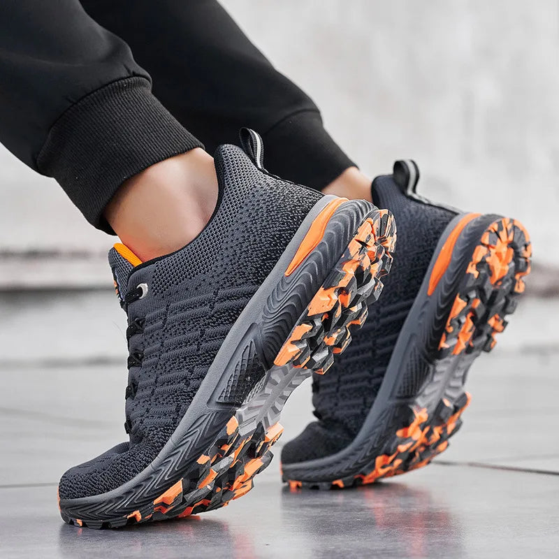 Men's Lightweight Lace-Up Sports Sneakers — Breathable Mesh Hiking & Running Shoes