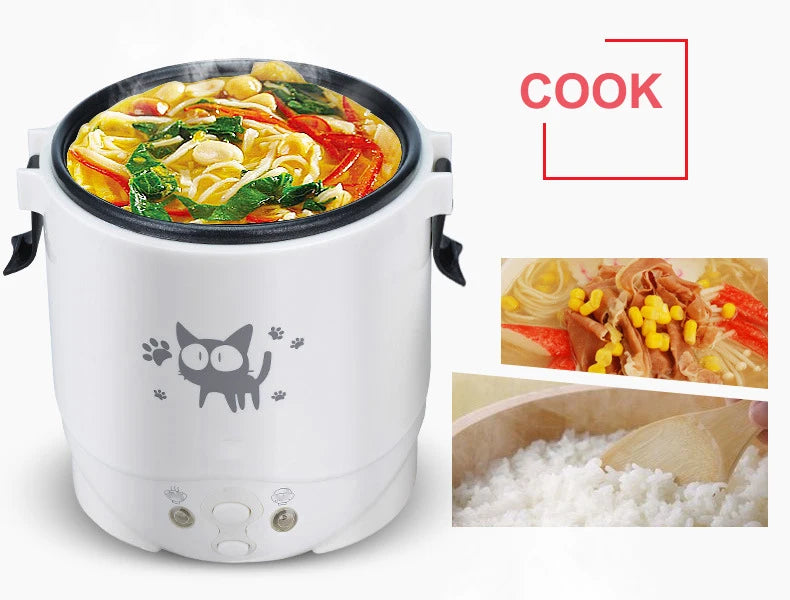 Portable Electric Mini Rice Cooker – 12V/24V/220V MultiCooker for Car, Truck & Home