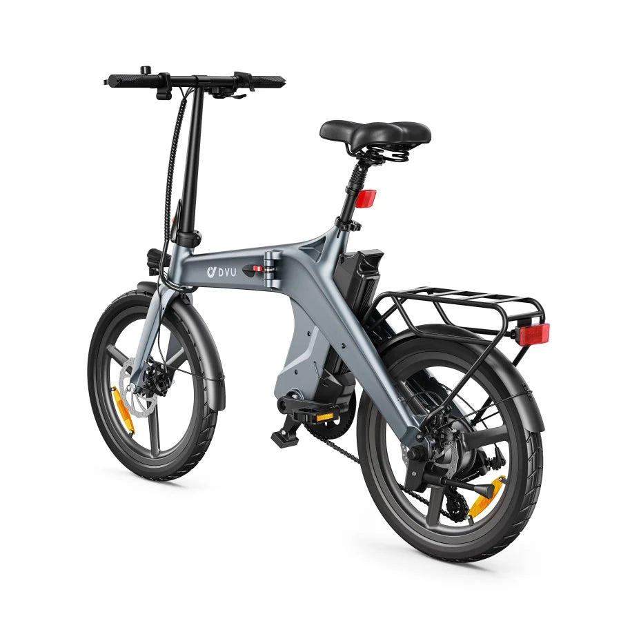 DYU T1 250W 2-Seater Folding Electric City Bike — 36V 10Ah 20" 7-Speed with Rear Seat
