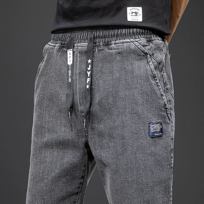 Men's Baggy Cargo Denim Jogger Pants — Streetwear Harem Jean Trousers Plus Size