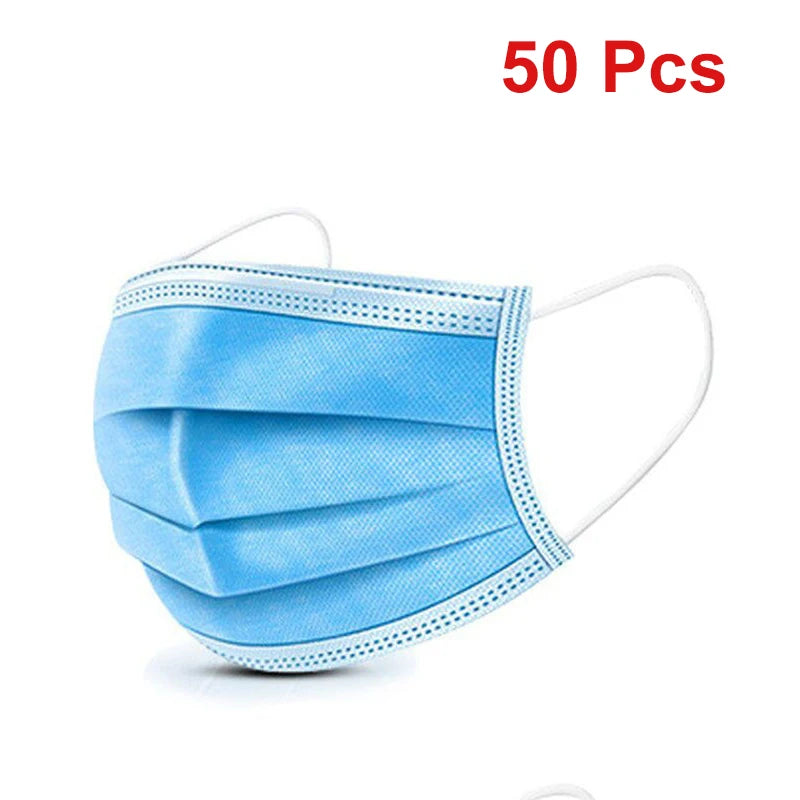 Breathe Easy. Stay Protected. — 3-Layer Disposable Face Masks | 50pcs, Melt-Blown Cloth, Anti-Dust, Earloop, 4 Colors