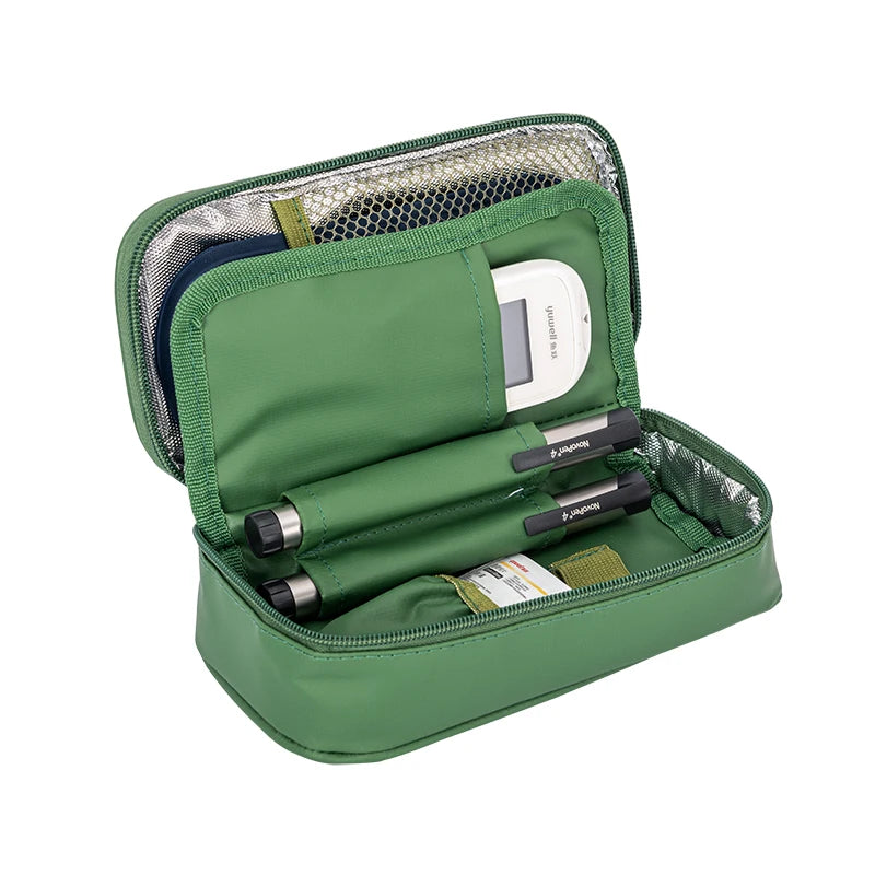Portable Insulated Insulin Cooler Bag – Nylon Aluminum Foil Diabetic Travel Case with Gel Packs & Thermometer