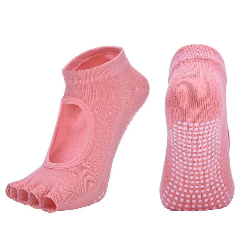 Women's Backless Yoga Socks – Cotton Five-Toe Grip