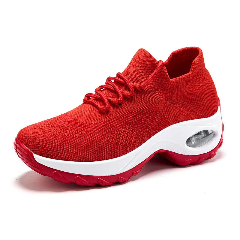Women's Air Cushion Platform Sneakers — Mesh Lace-Up Tennis Shoes with Thick Sole (Sizes 35-42)