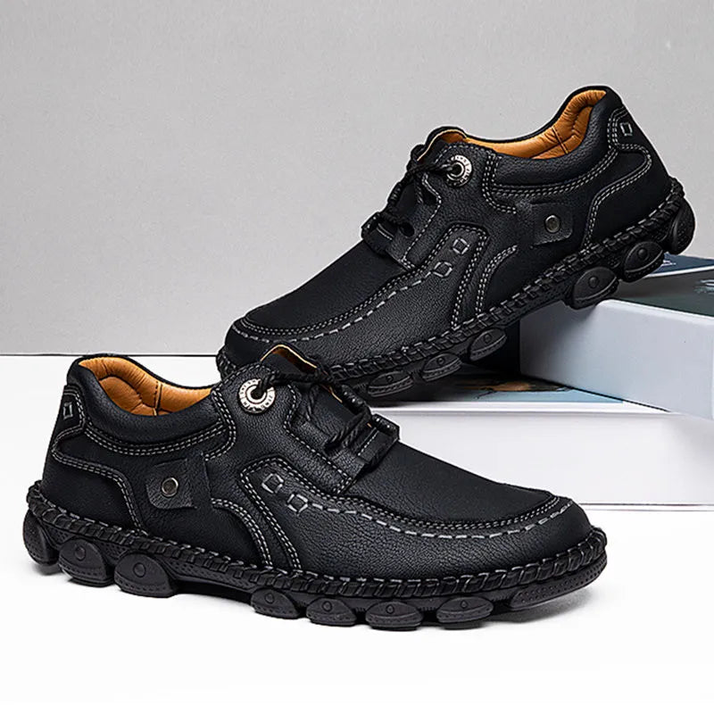 Men's Large Size Business Casual Leather Shoes — Thick Sole Lace-Up Work Shoes (Sizes 39-48)