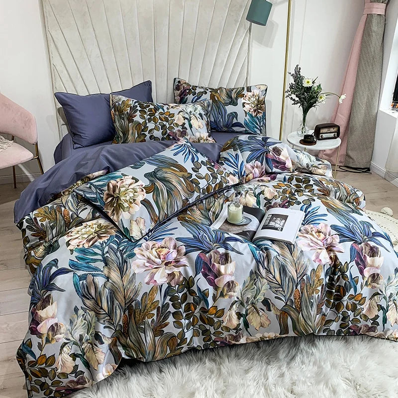 500TC Egyptian Cotton Bedding Set – 4 or 6-Piece Luxury Duvet Cover with Sheet & Pillowcases, 19 Colors