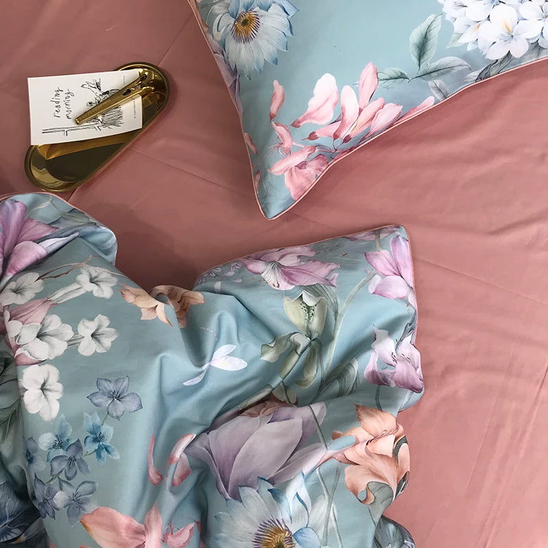500TC Egyptian Cotton Bedding Set – 4 or 6-Piece Luxury Duvet Cover with Sheet & Pillowcases, 19 Colors