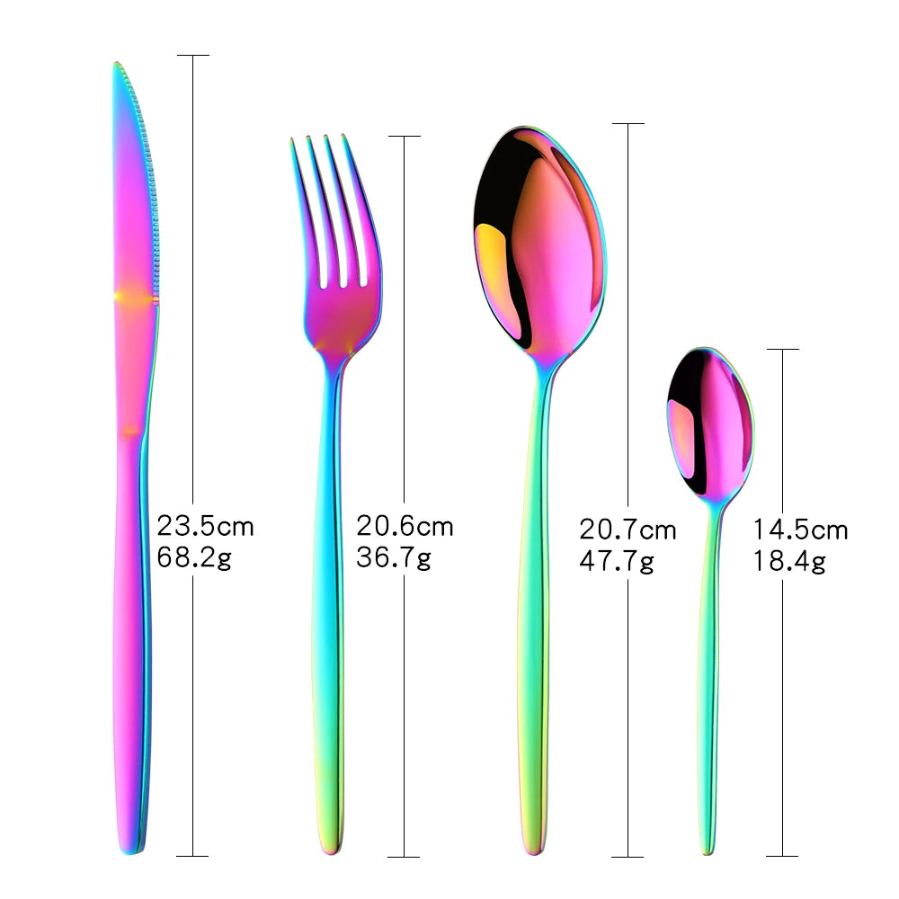 Stainless Steel Flatware – Rainbow, Gold & Color Options
