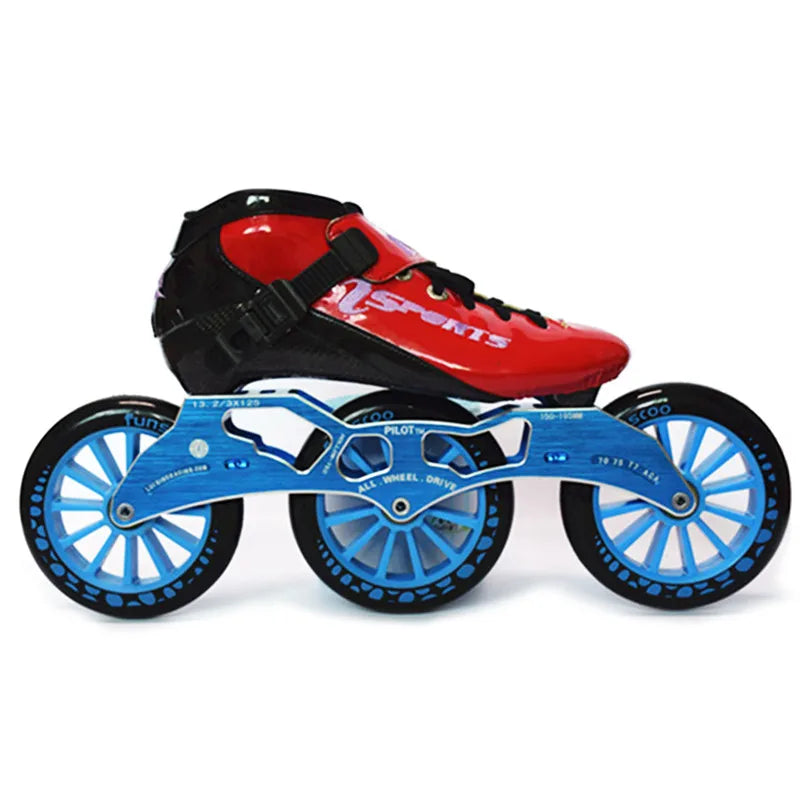 125mm 3-Wheel Marathon Inline Speed Skates – Carbon Fiber, 3x125mm Racing Skate Shoes for Kids & Adults