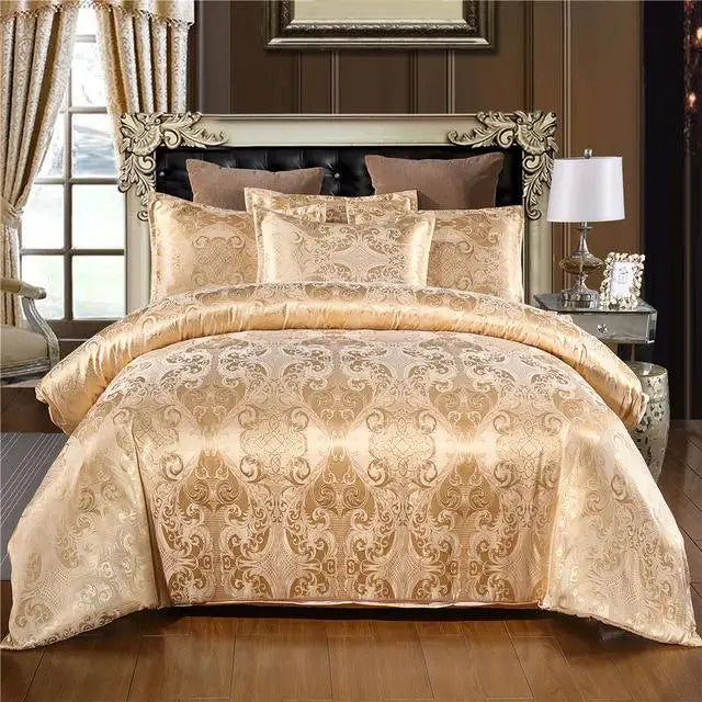 Silky Luxury Bedding Set | 2-3 Piece Duvet Cover & Bed Linens, Gold Colour, Queen & King Size